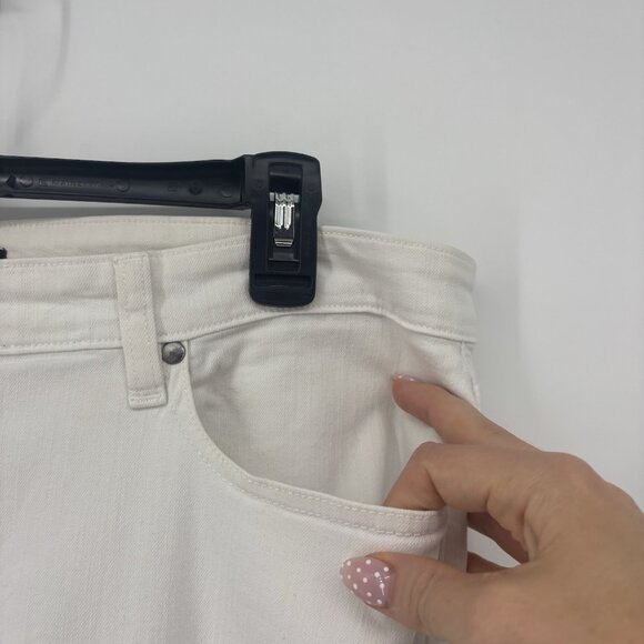 Eileen Fisher White Skinny Jeans Women's Size 16 Stretch Raw Hem - Picture 5 of 12